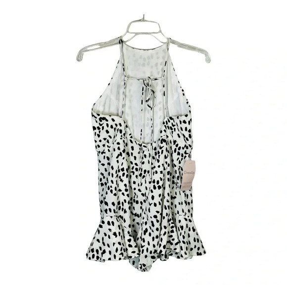 She + Sky Black and White Spotted Short Open Back Romper Women‎ Size Large NWT - Picture 4 of 10